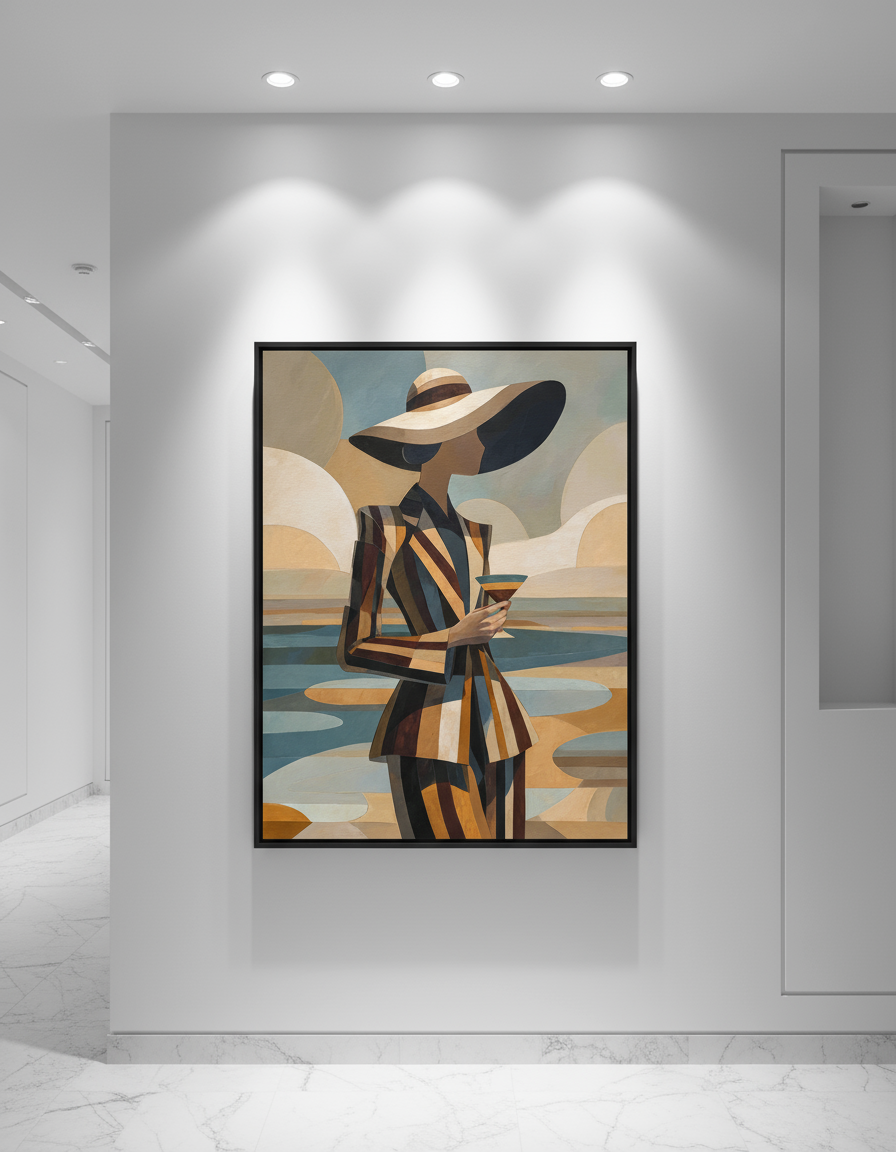 Femme au chapeau avec cadre noir