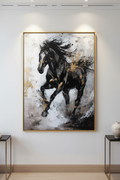 Black horse with spotlights