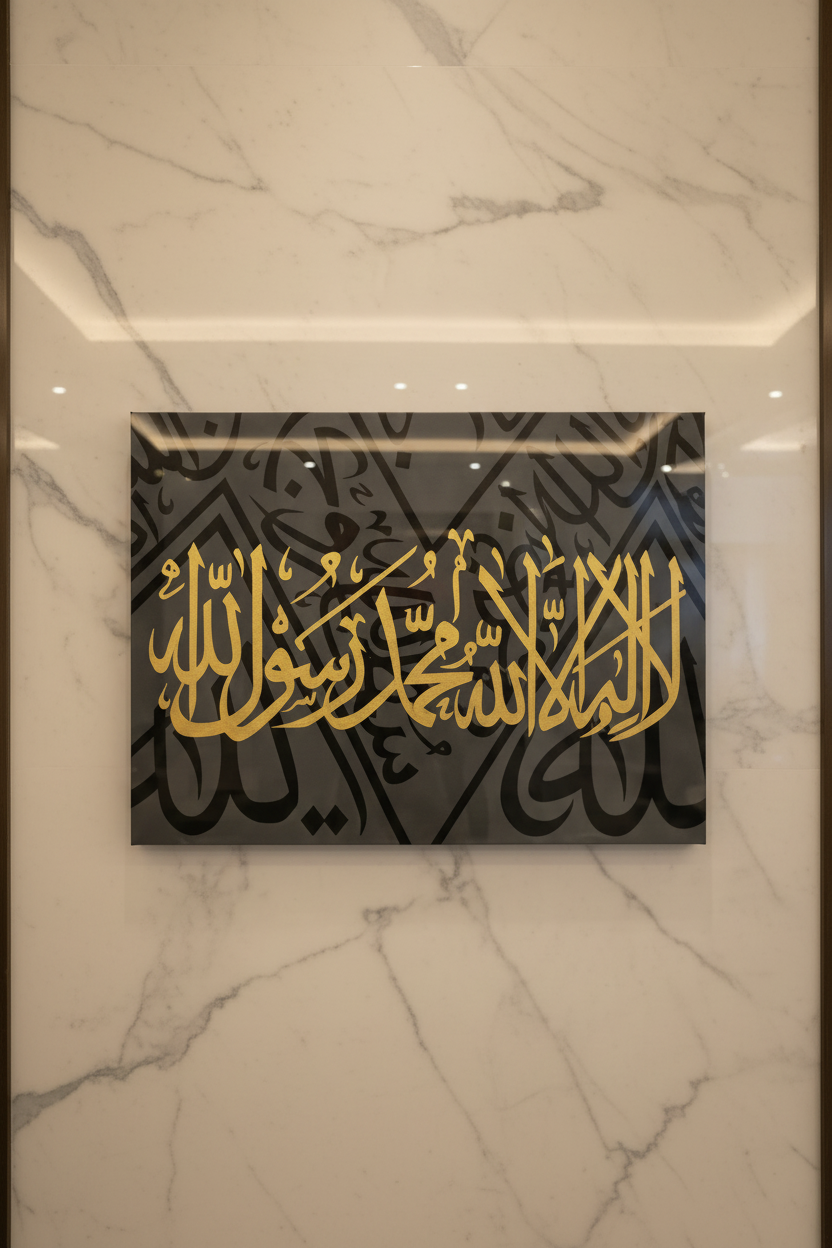 Calligraphie sur plexiglass vue de face