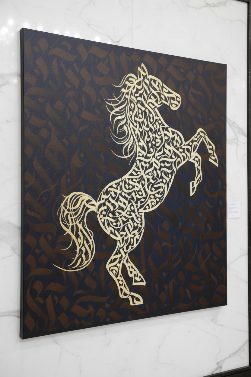 Cheval calligraphie canvas amélioré