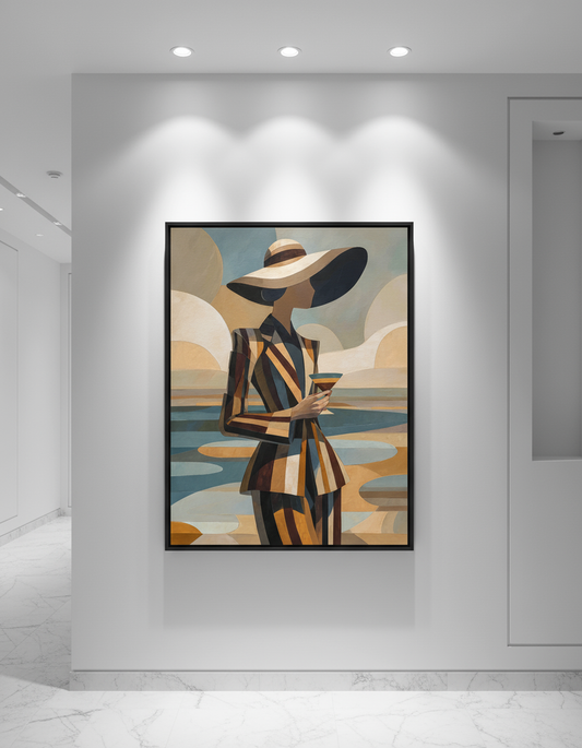 Femme au chapeau avec cadre noir