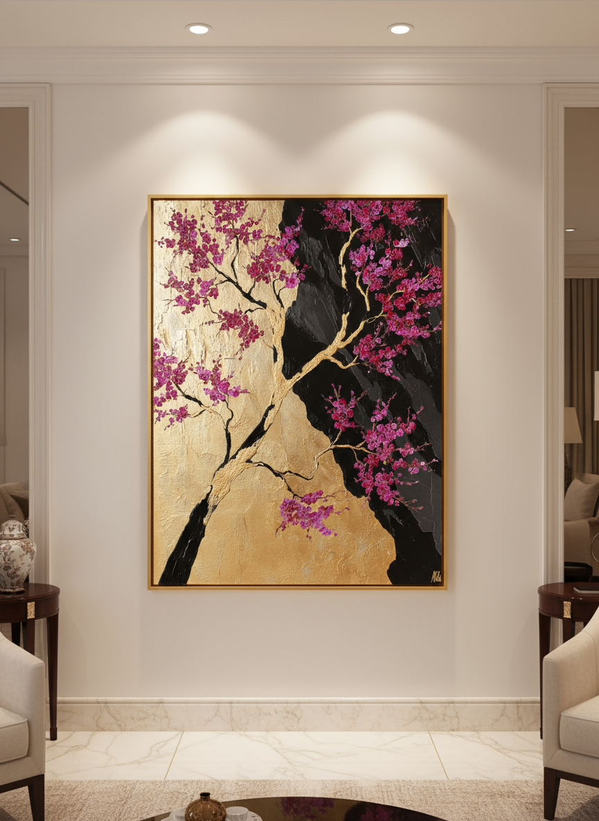 Golden Sakura thin gold frame