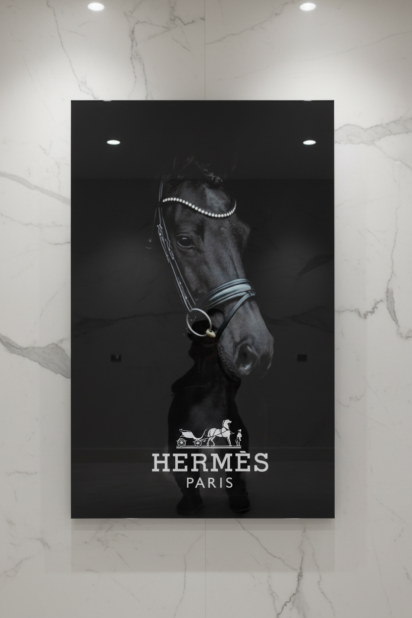 Hermès cheval plexiglass sans reflets