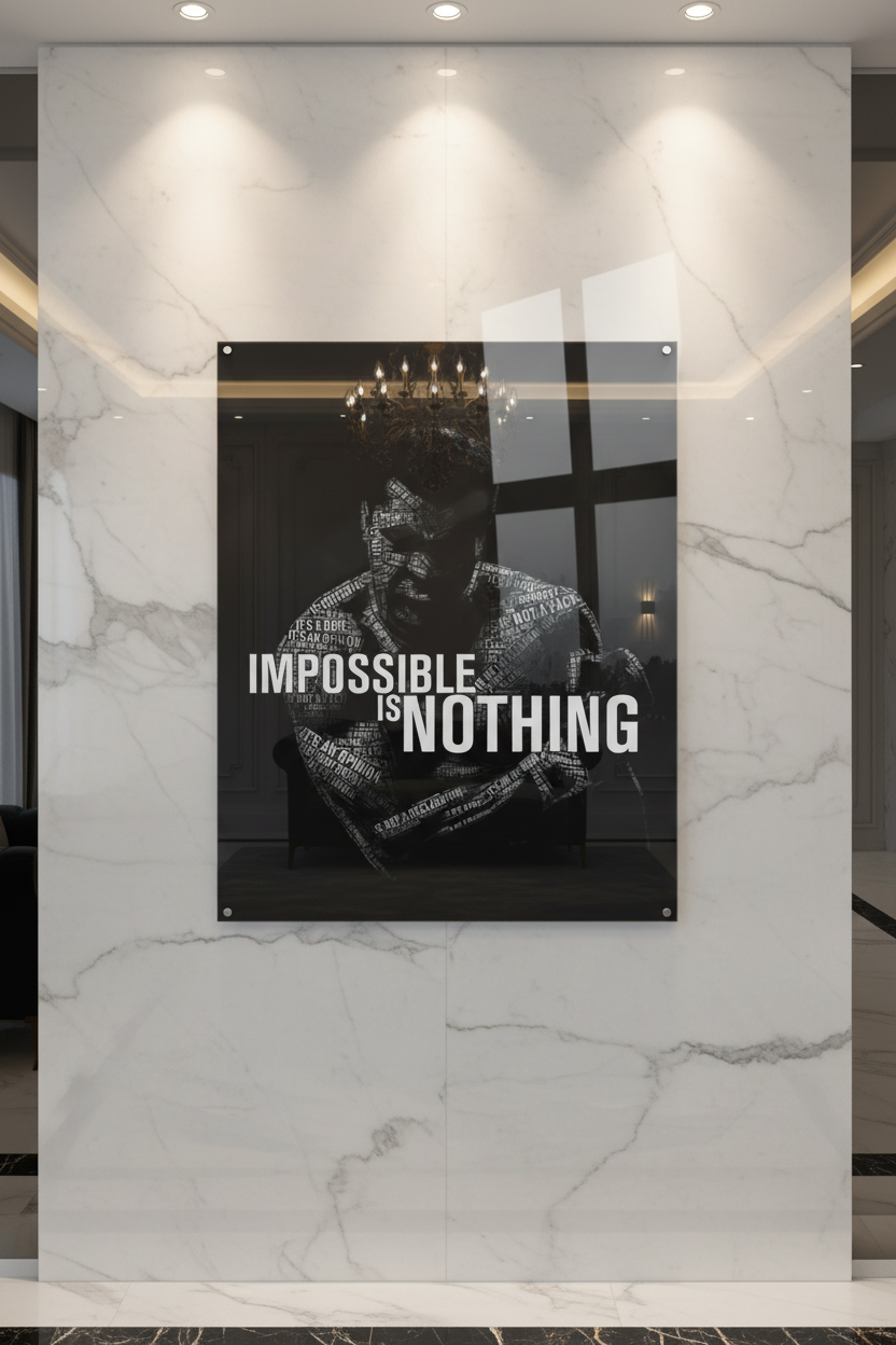 Impossible is Nothing - Vue frontale plexiglass