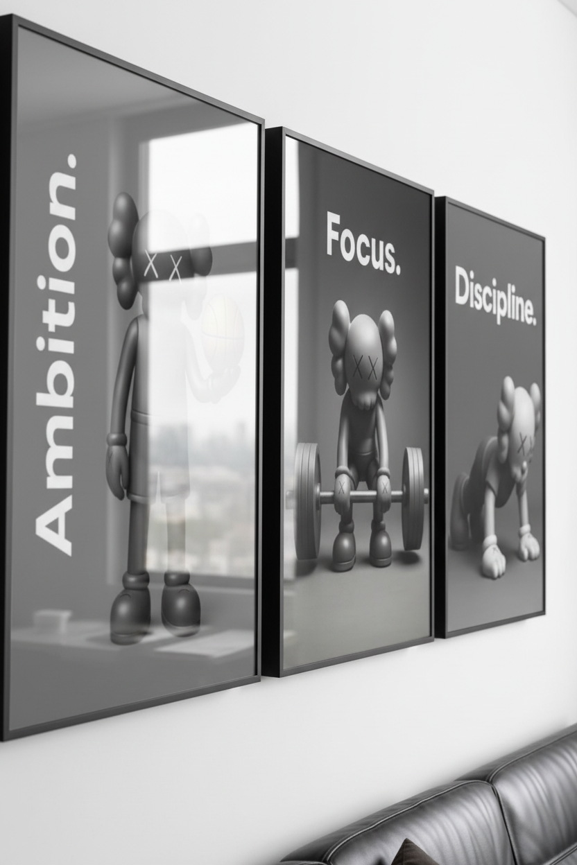 Zoom 3 tableaux sans cadre